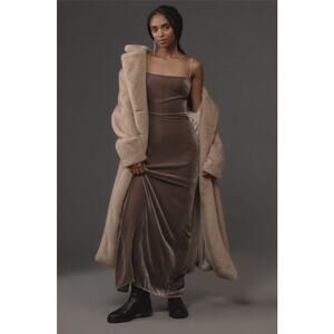 Reformation NWT Frankie Dark Grey Velvet Maxi Dress Silk Blend Size 10 Winter